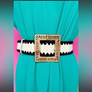 Natural Black Rectangular
Rattan Crochet Trim Belt